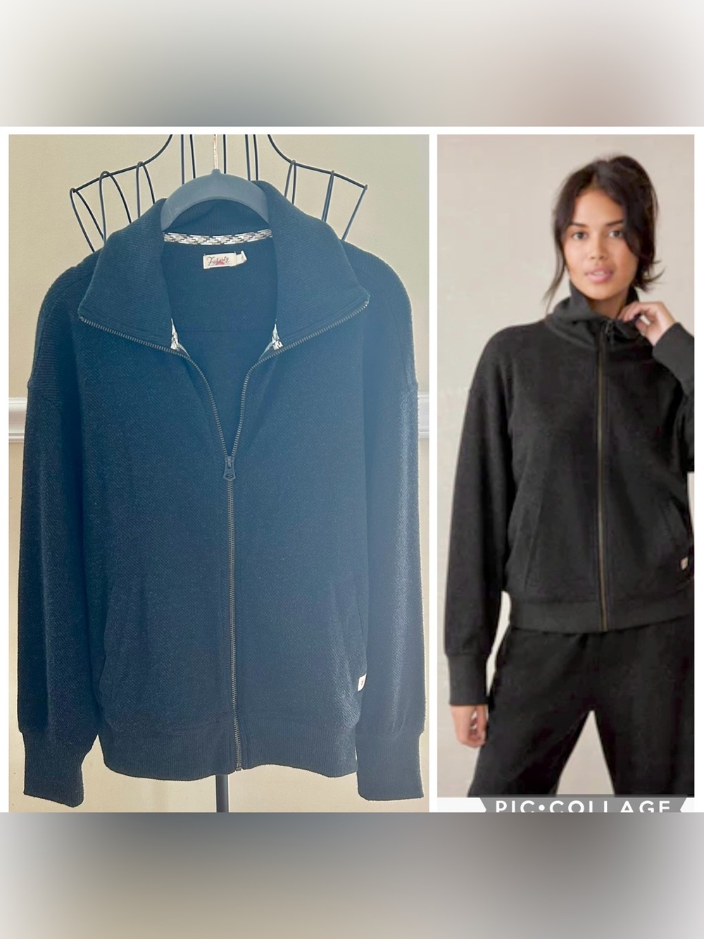 NWOT FAHERTY Legend Lounge Full Zip Jacket in Heather Black Twill